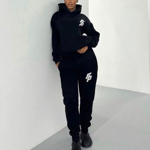 Long Sleeve Hooded Sweatshirt With Jogger Pants Two-Piece Set