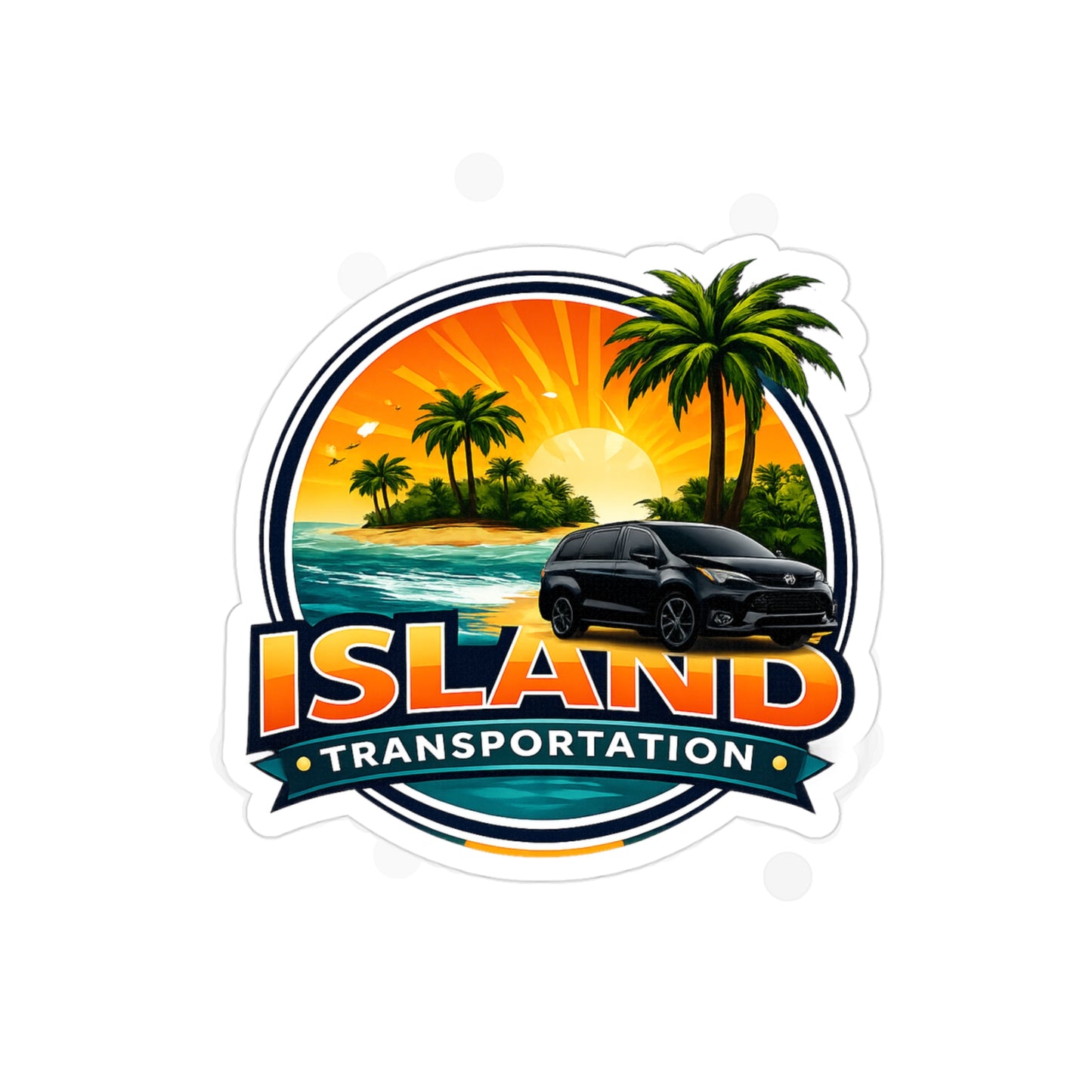 Island Vacation Transportation and Courier Transparent Outdoor Stickers, Die-Cut, 1pcs