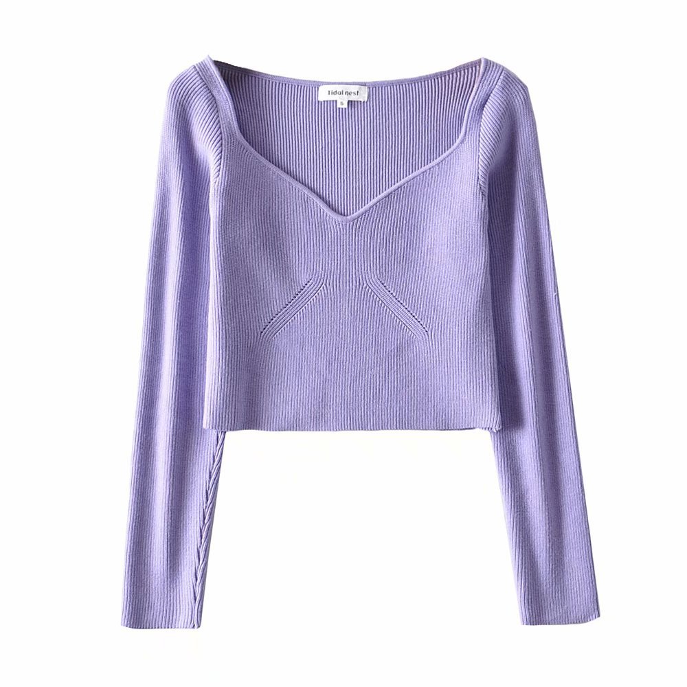 Casual Simple Solid Color Slim Knit Long Sleeves