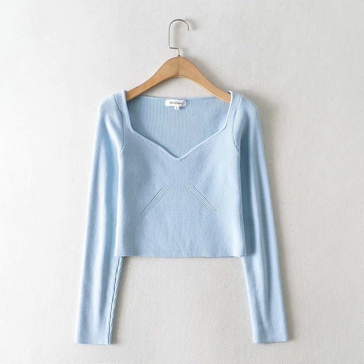 Casual Simple Solid Color Slim Knit Long Sleeves