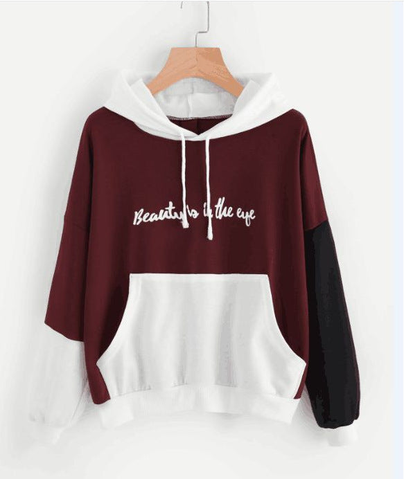 European And American Color Matching Hoodie