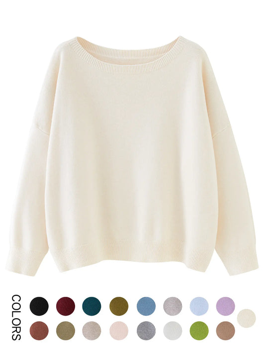 Scoop Neck Knitted Sweater