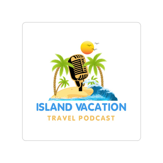 Island Vacation Travel Podcast Transparent Outdoor Stickers, Die-Cut, 1pcs