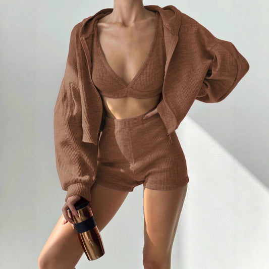 Women's Sporty Casual Zip-Up Hoodie Set