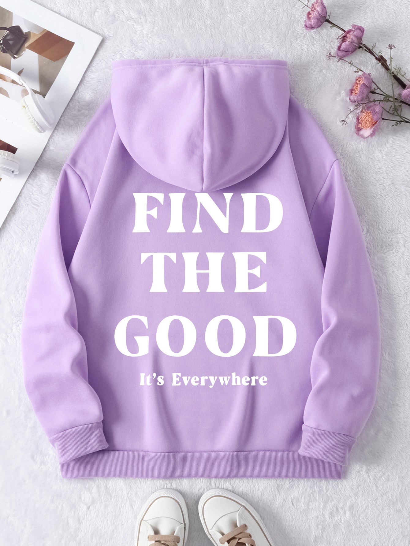 Brushed Hoody Plain Letter Printed Hoodie