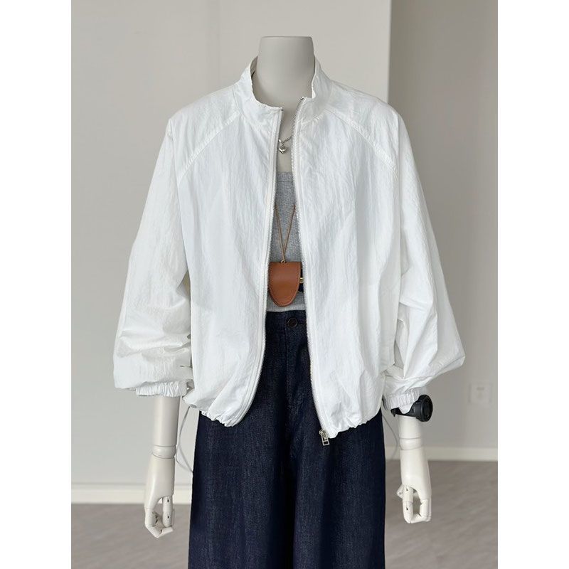 Basic Zippered Sun Protection Short Jacket Long