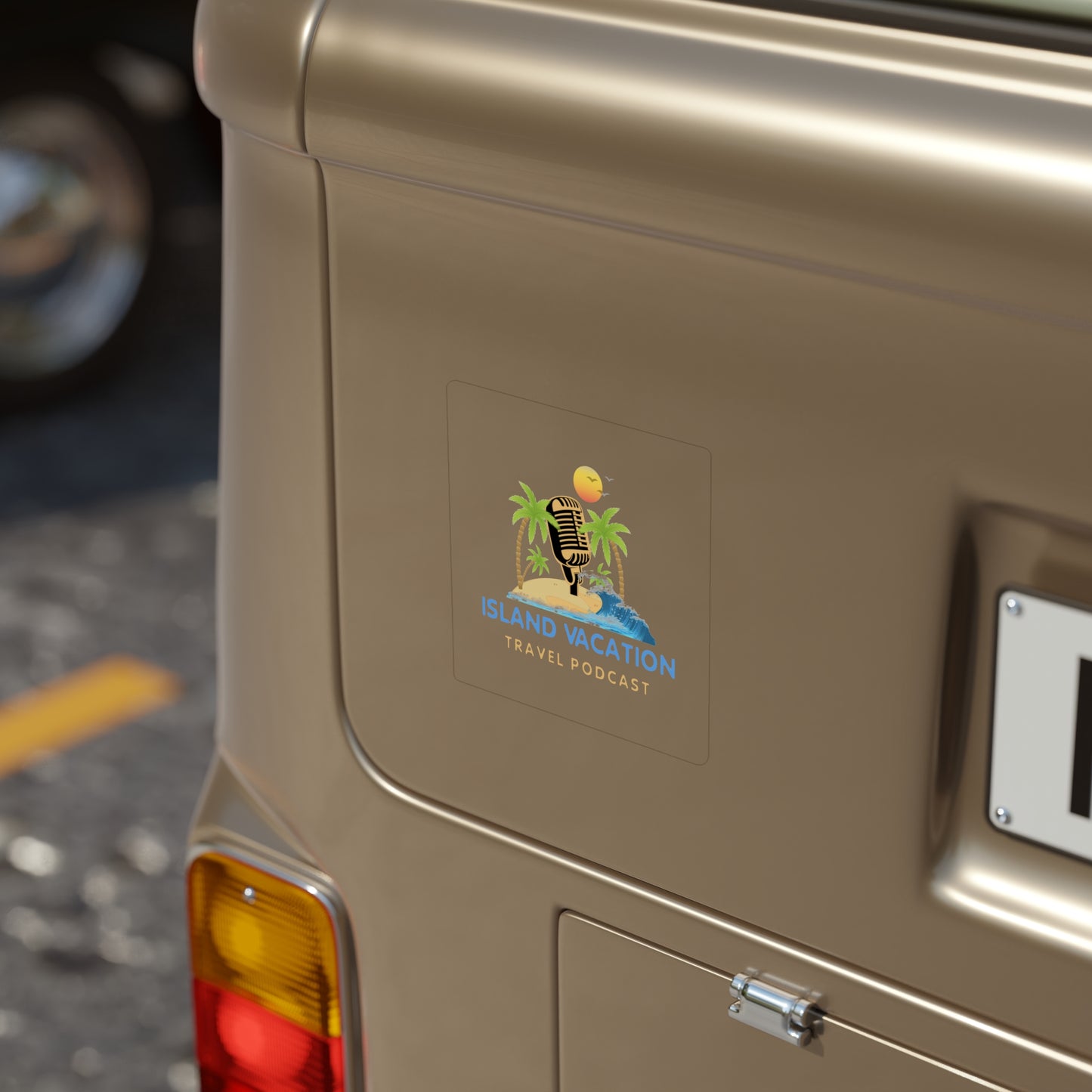 Island Vacation Travel Podcast Transparent Outdoor Stickers, Die-Cut, 1pcs