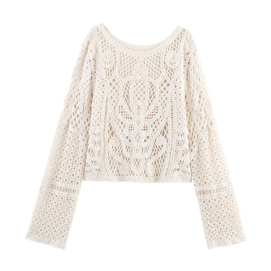 Women's Simple All-match Long Sleeves Crocheted Top