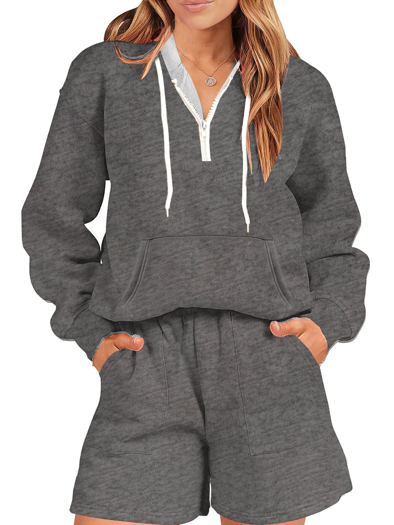 Sports Style Fleece And Shorts Suit Home Two-piece Set