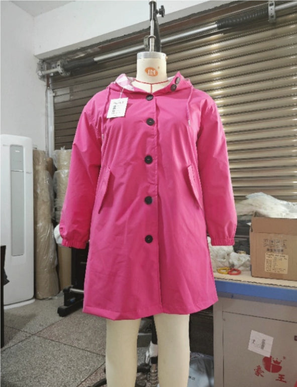 Oversized Women's Mid-Length Loose Windbreaker Jacket