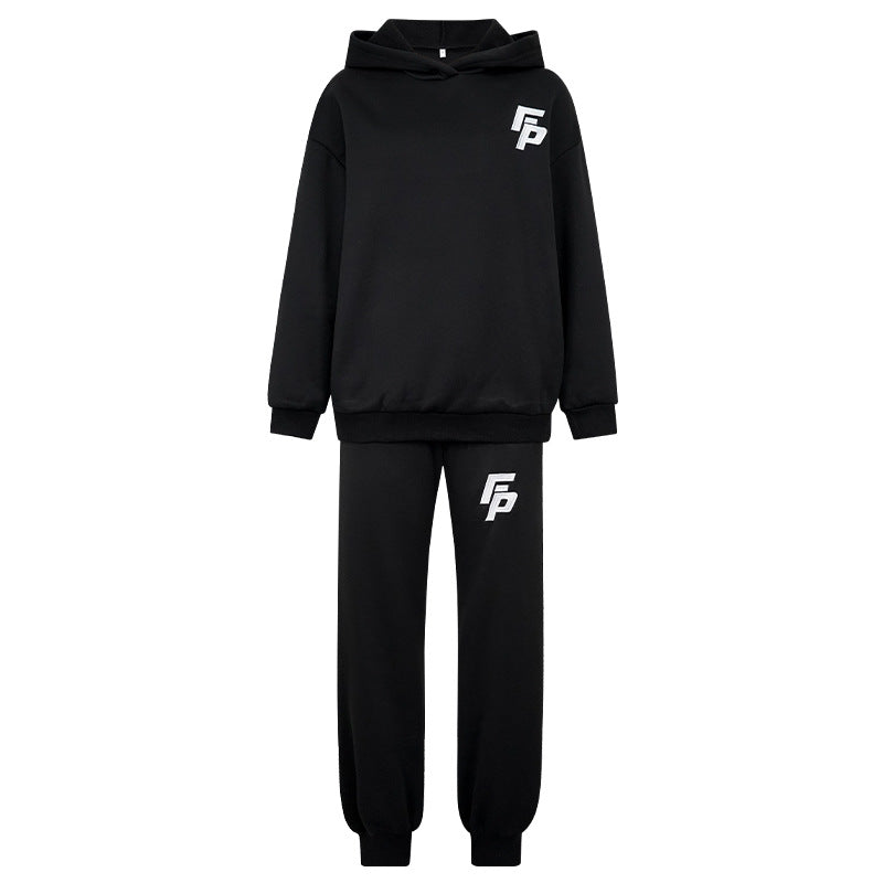 Long Sleeve Hooded Sweatshirt With Jogger Pants Two-Piece Set