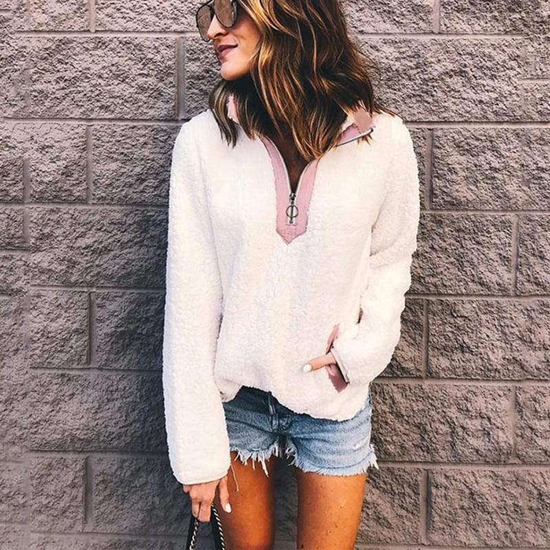 Zip pocket high collar ladies jacket