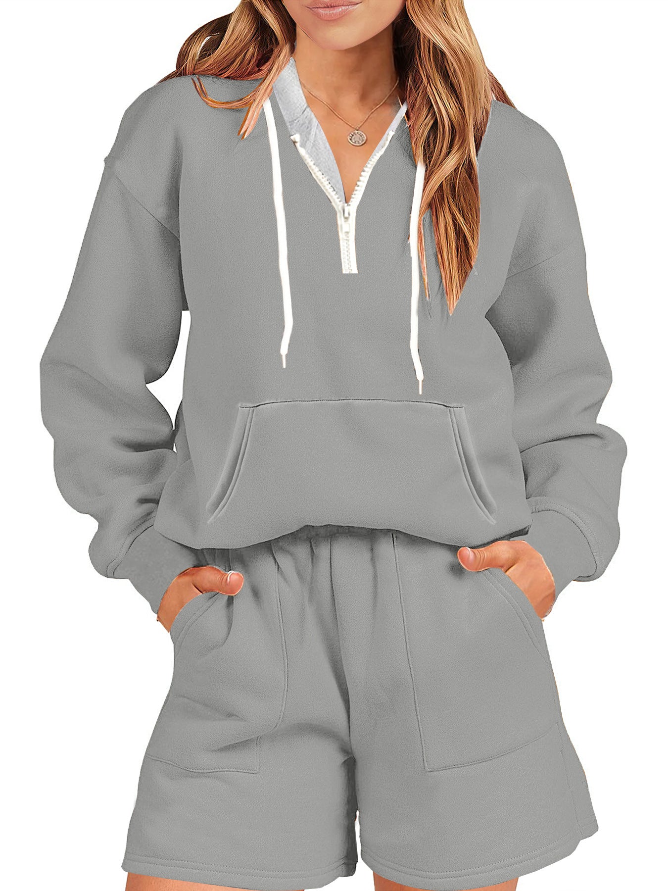 Sports Style Fleece And Shorts Suit Home Two-piece Set