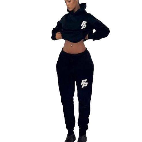 Long Sleeve Hooded Sweatshirt With Jogger Pants Two-Piece Set