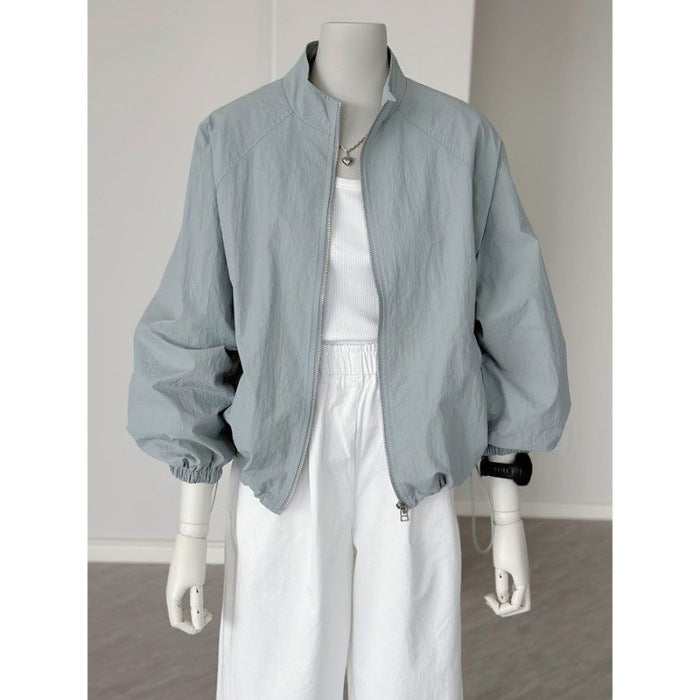 Basic Zippered Sun Protection Short Jacket Long