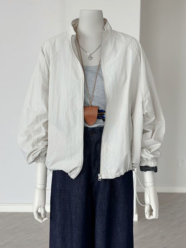 Basic Zippered Sun Protection Short Jacket Long