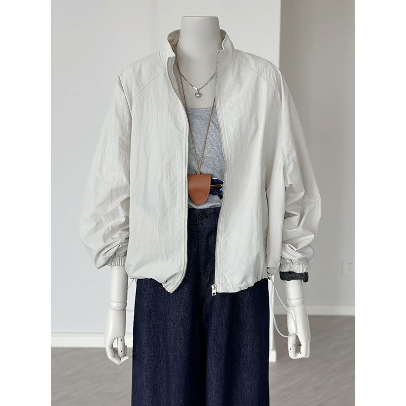 Basic Zippered Sun Protection Short Jacket Long