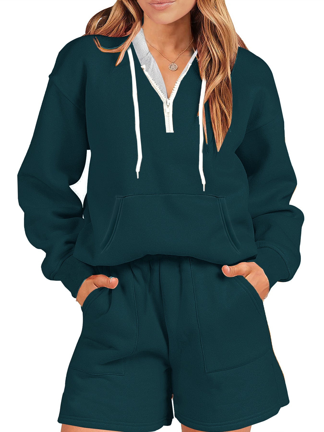 Sports Style Fleece And Shorts Suit Home Two-piece Set