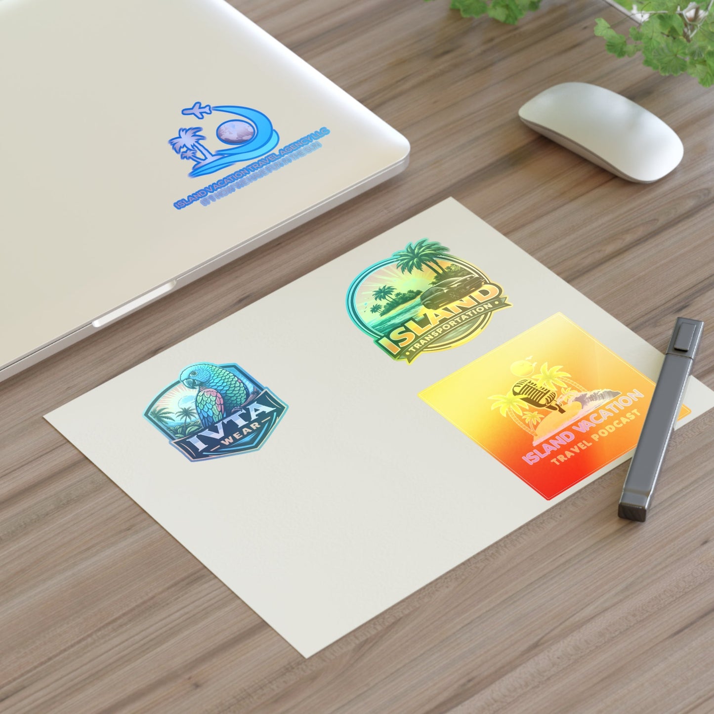 Island Vacation Travel Sticker Sheets | Tropical Luggage, Palm Trees, Sun Icons