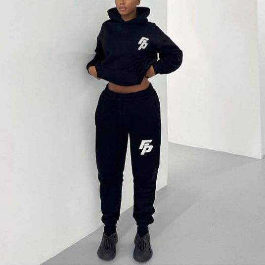 Long Sleeve Hooded Sweatshirt With Jogger Pants Two-Piece Set