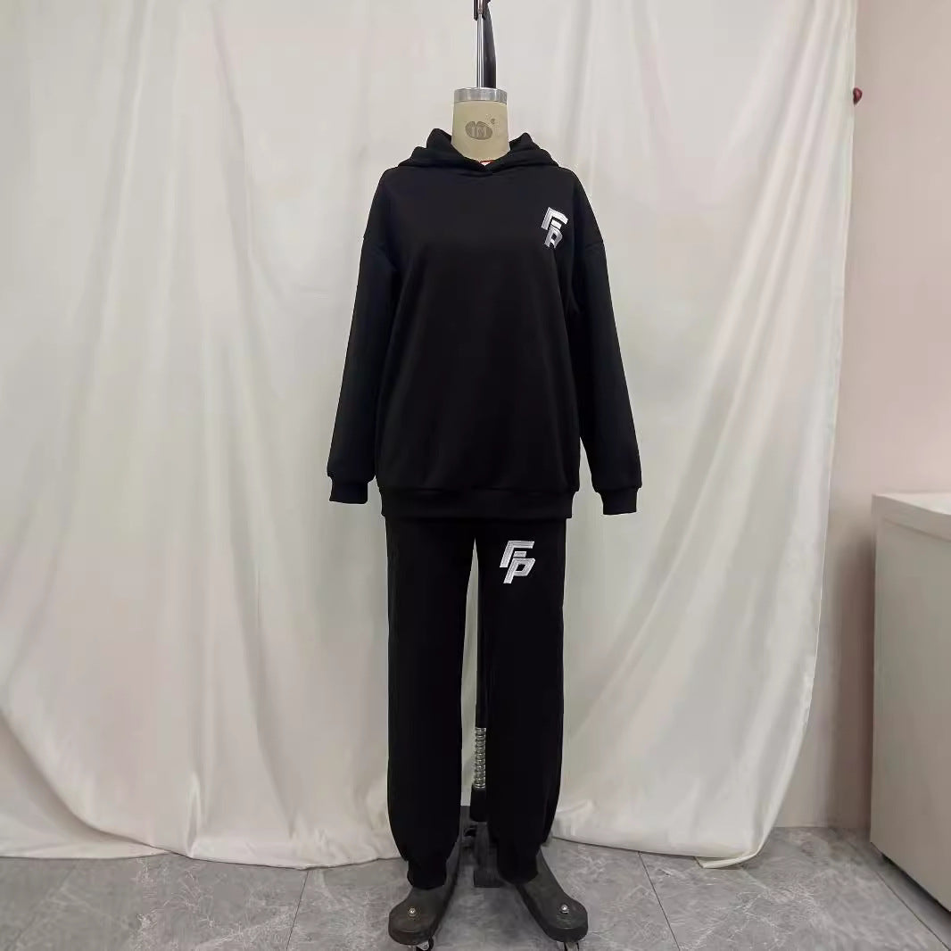 Long Sleeve Hooded Sweatshirt With Jogger Pants Two-Piece Set
