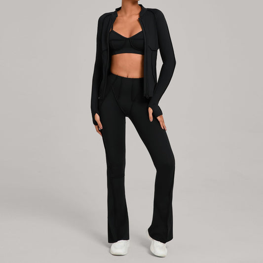 Womens Zip Up Top And Yoga Pants Set