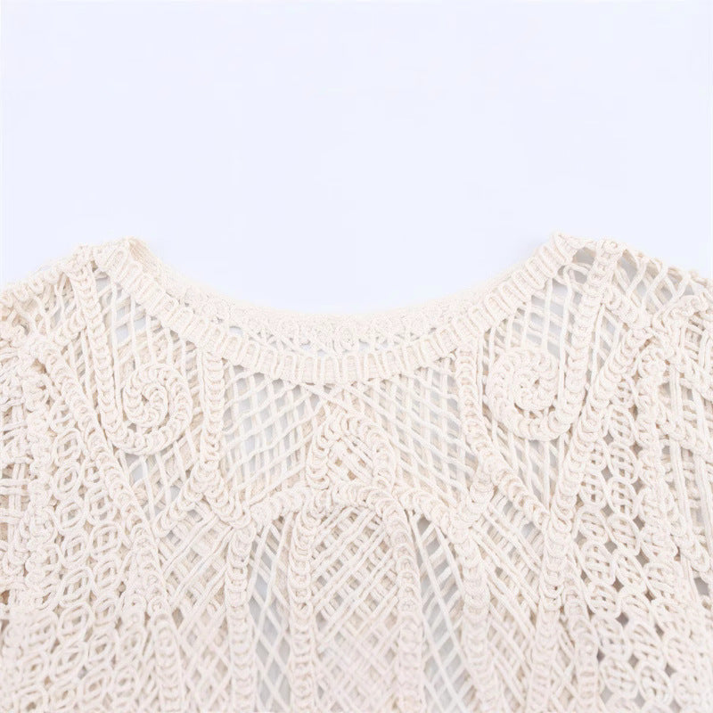 Women's Simple All-match Long Sleeves Crocheted Top