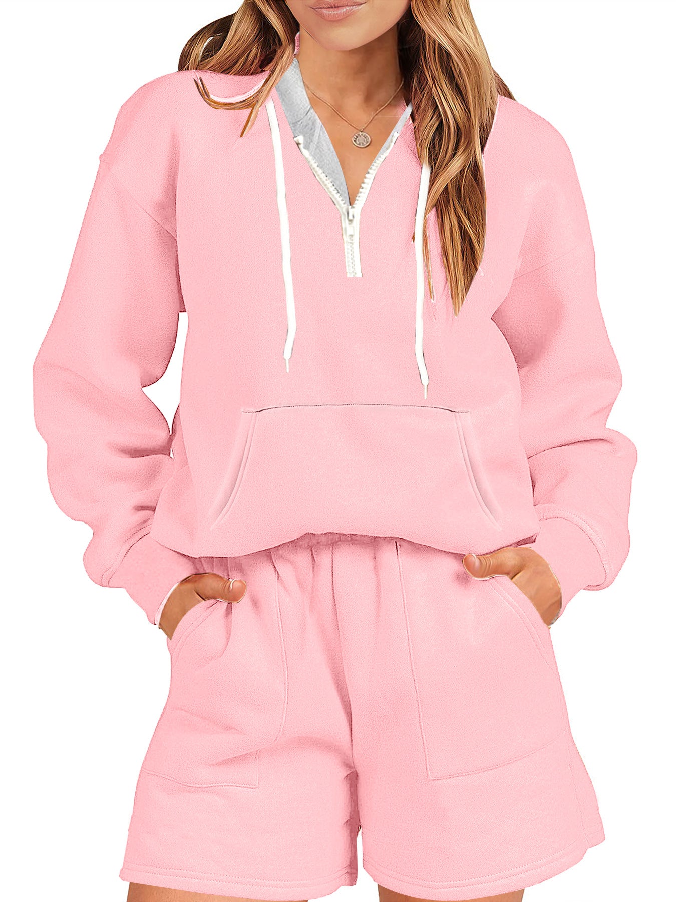 Sports Style Fleece And Shorts Suit Home Two-piece Set